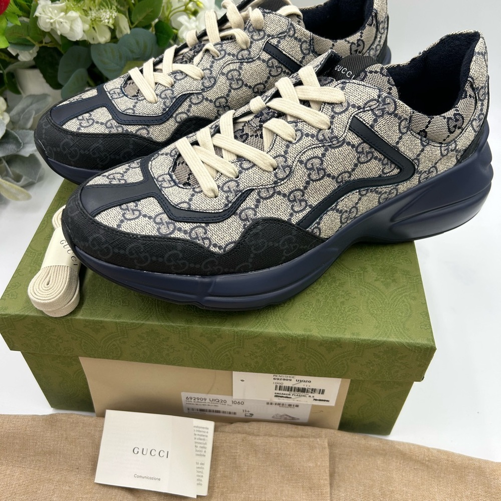 Men's Gucci, GG supreme Rython sneakers size 11.5 made in Italy - Picture 7 of 10